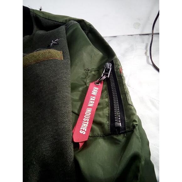 Raw Yarn Industries Mens XL Light Weight Military Green Bomber Style Jacket - Picture 7 of 9